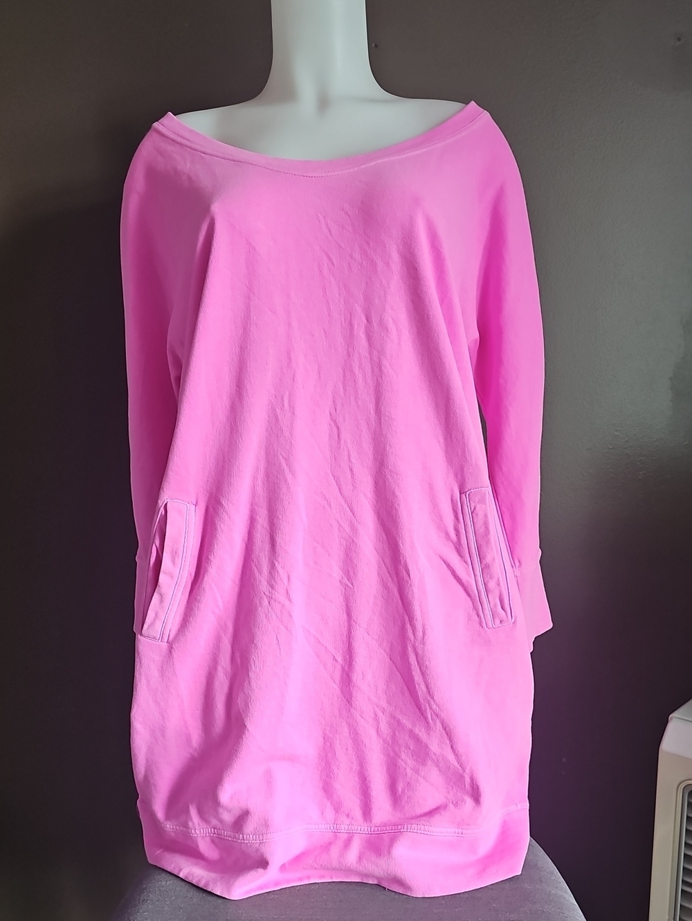 GAP Off-Shoulder Tunic Sweater in Bright Pink